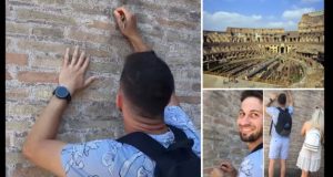 Бай Ганьо е жив: Туристът осквернил Колизеума с надпис се оказа... българин! (СНИМКИ)