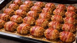 Вместо да пържа кюфтета до припадък вече правя така: Чудни Мързеливи кюфтенца в бекон гълтат се на една хапка!